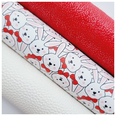 A4 Sheet of Bowtie Bunnies Litchi Leather