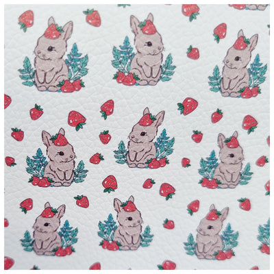 A4 Sheet of Strawberry Bunnies Litchi Leather