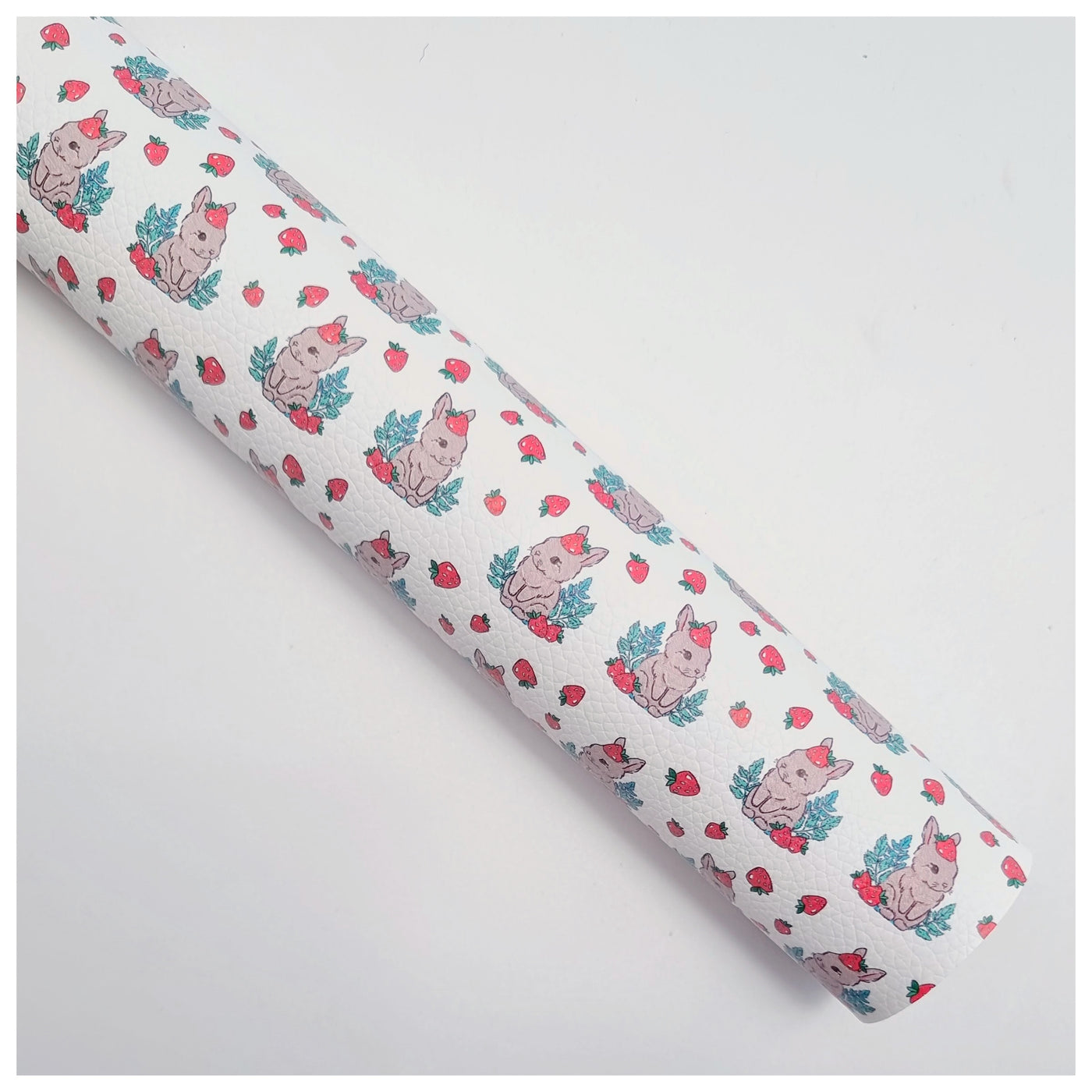 A4 Sheet of Strawberry Bunnies Litchi Leather