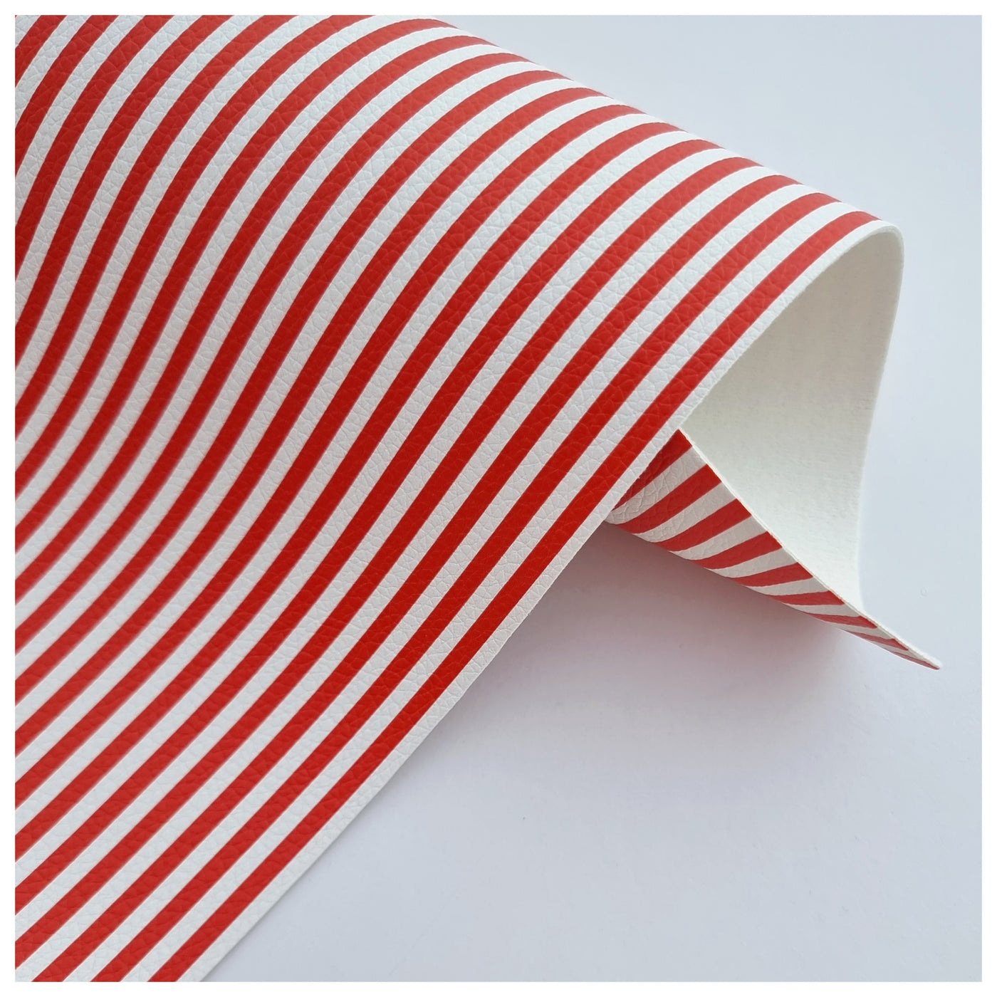 A4 Sheet of Burnt Orange Candy Stripes Litchi Leather