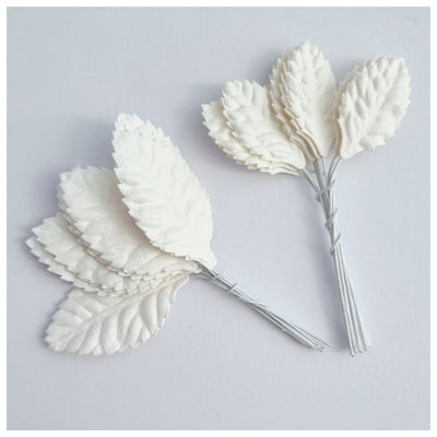 WHITE Mulberry Paper Leaves (various sizes)