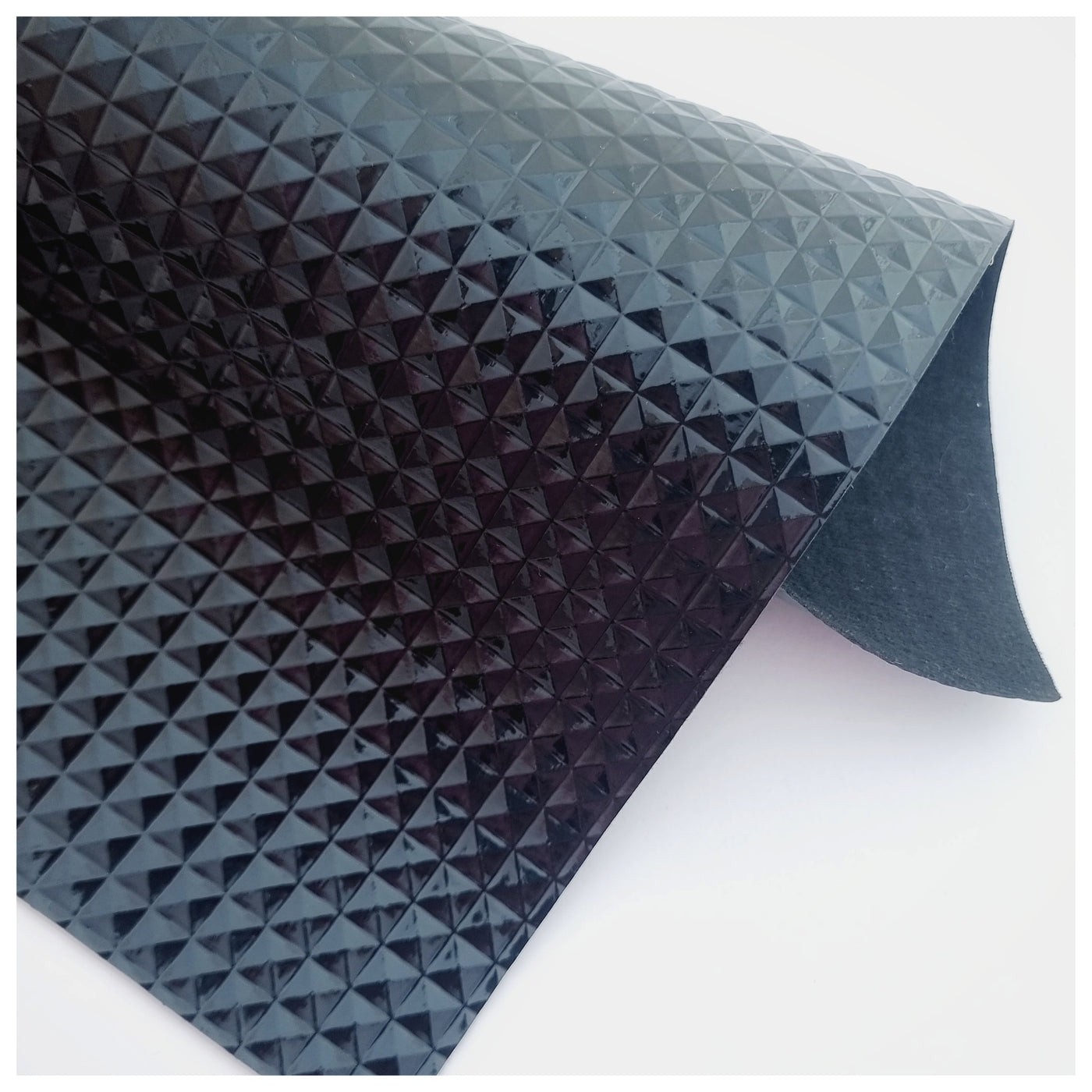 A4 Sheet of Black Grid Patent Faux Leather (0.8mm)