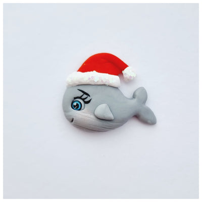 Christmas Whale Clay Figure