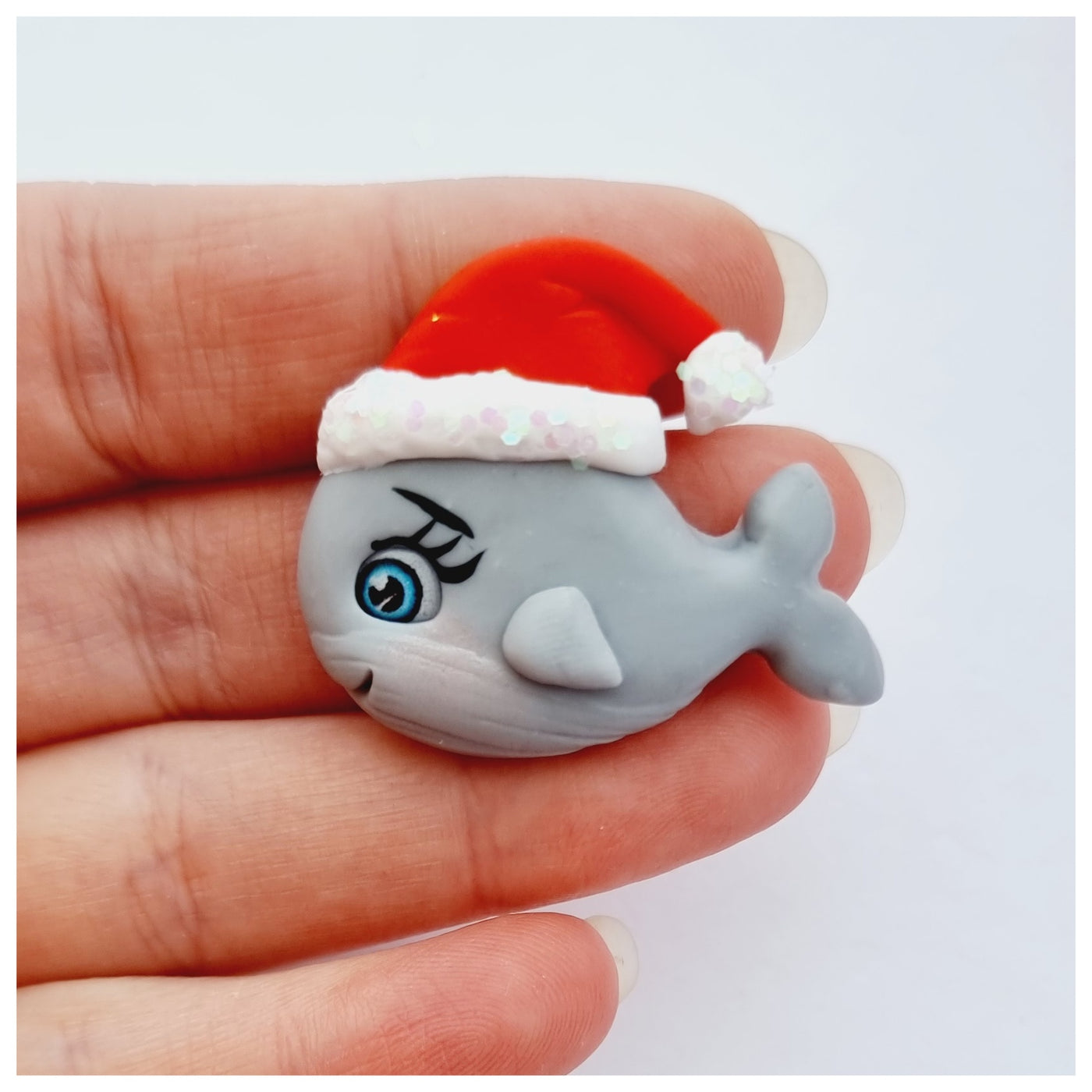 Christmas Whale Clay Figure