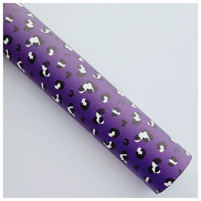 A4 Sheet of Purple Leopard Litchi Leather