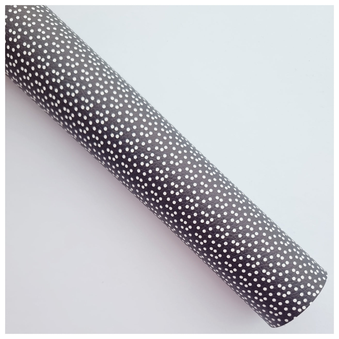 A4 Sheet of White Confetti Dots on Black Litchi Leather