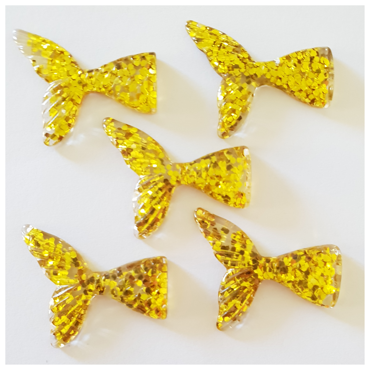 5 x Small Gold Glitter Mermaid Tail Embellishments