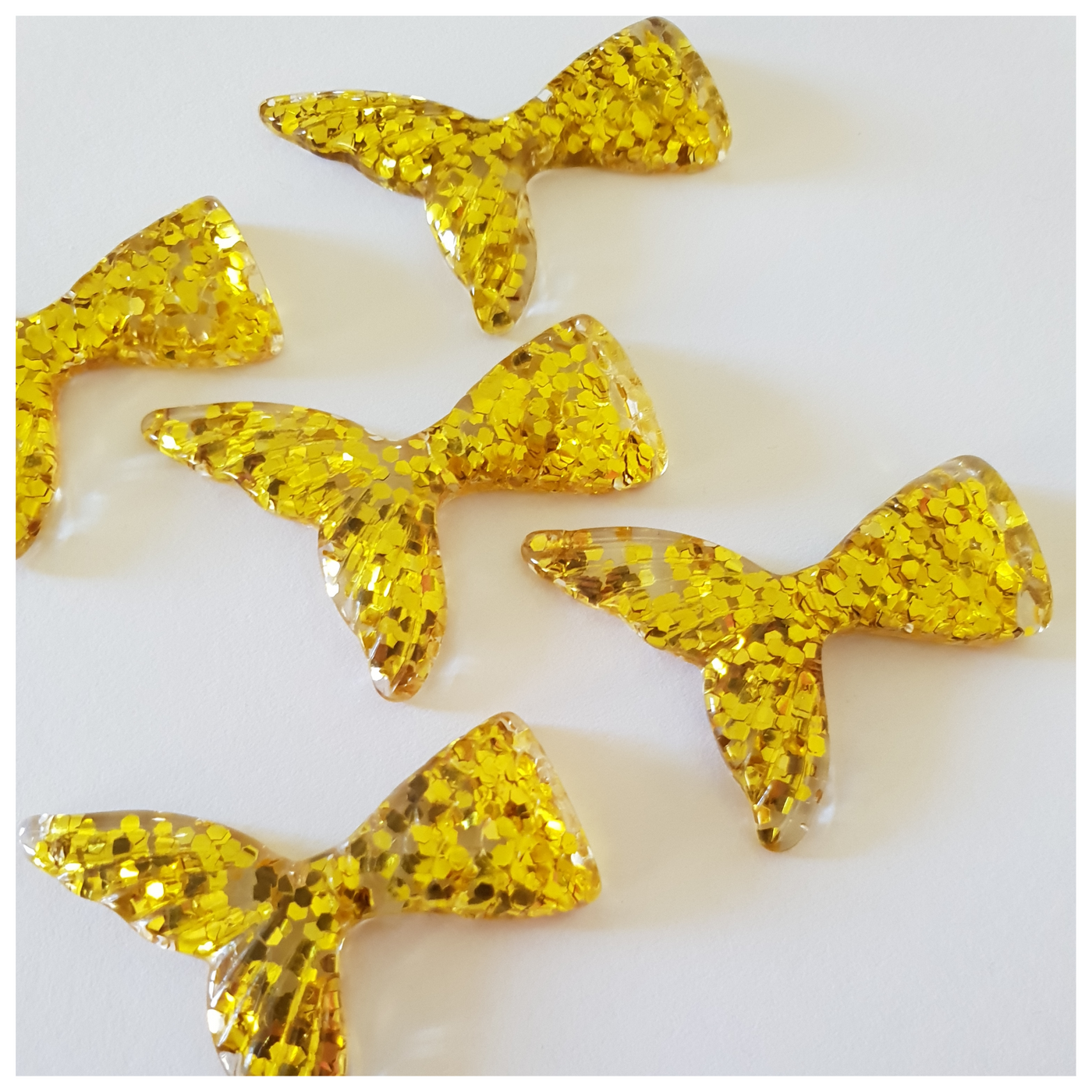 5 x Small Gold Glitter Mermaid Tail Embellishments