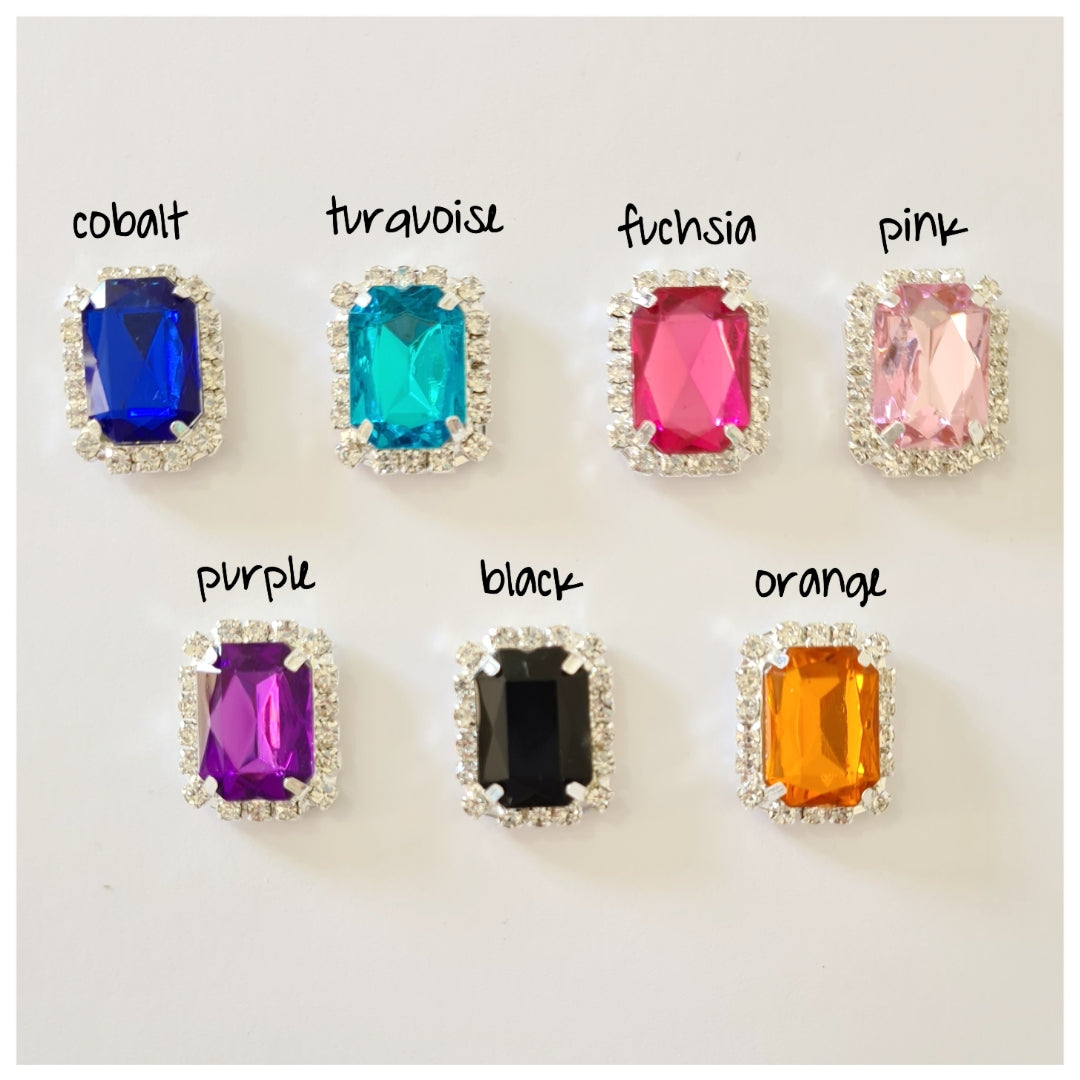 2 x Rectangular Rhinestone Flatback Embellishments