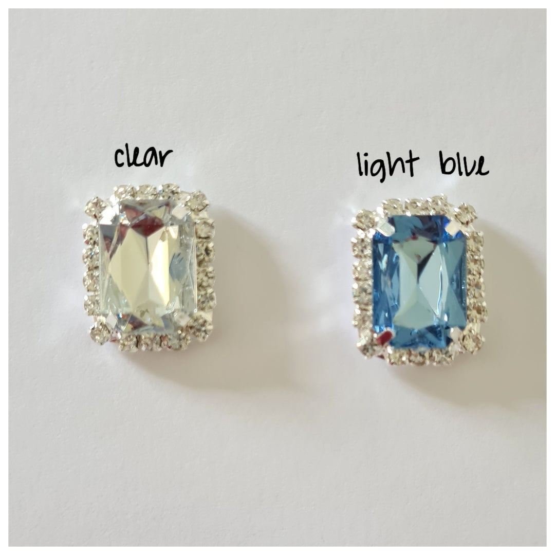 2 x Rectangular Rhinestone Flatback Embellishments