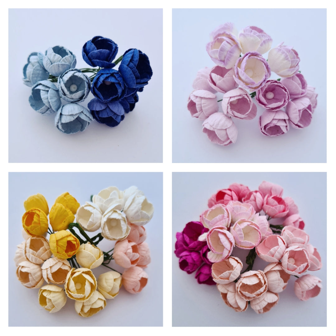 10-15mm Mulberry Paper Buttercups (Various colours. 5 stems)
