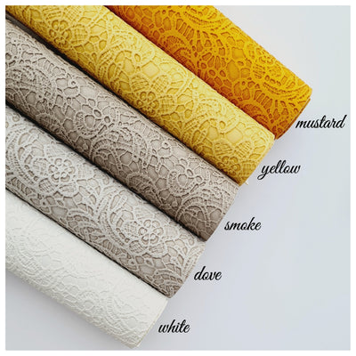A4 Sheet of Ochre Embossed Lace Applique Faux Leather